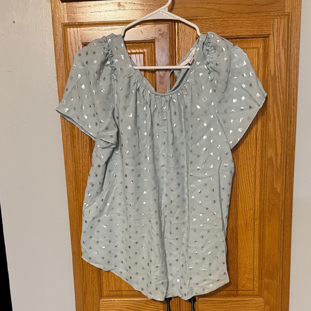 LC Lauren Conrad Light Blue Blouse with Silver Details